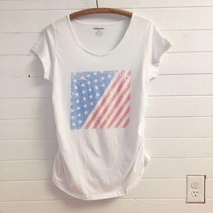 Cafepress Maternity Shirt White Patriotic Flag L